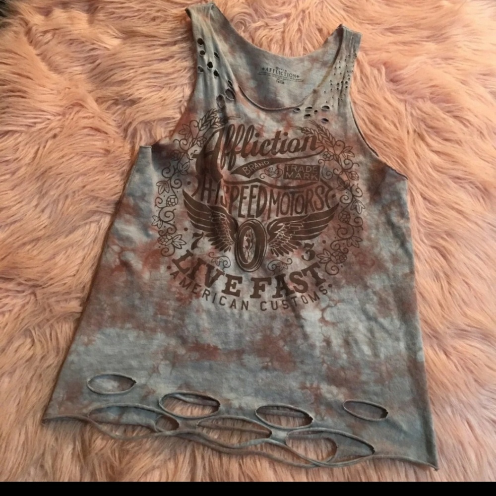Affliction shredded tank top